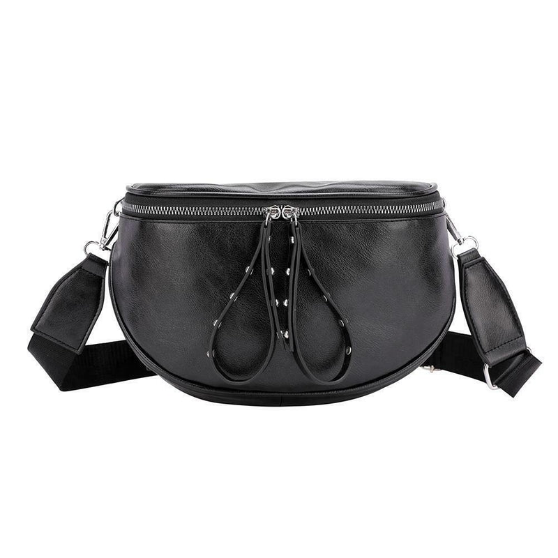 Soft Leather Women Crossbody Shoulder Bags Shell Messenger Handbags (Black)