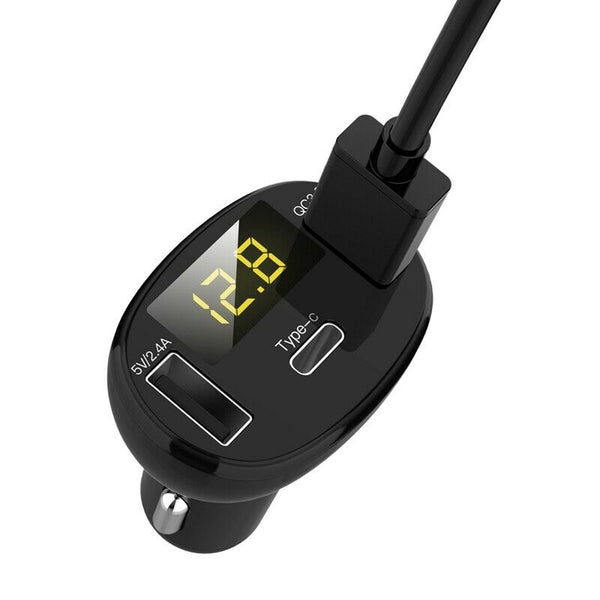 Type C+Qc3.0 Car Charger Quick Charger 3.0 Car Dual Usb And Type C Radio ModP6X9