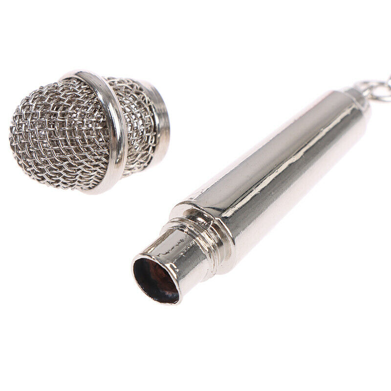Simulation microphone keychain creative gift personalized car bag pendantB Ew