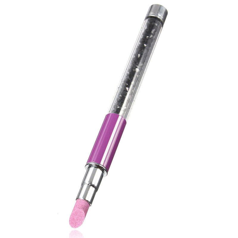 Fashion Manicure Nail Pusher Pens Alloy Diamond Body Quartz Stone Main Scru O4E1