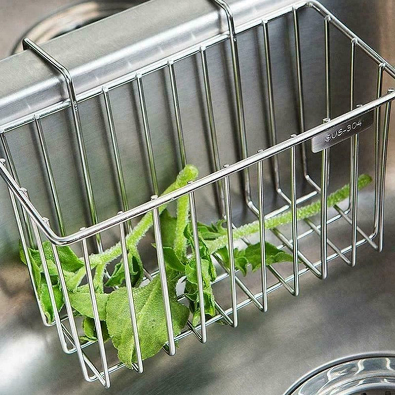 1* Kitchen Stainless Steel Hollow Out Sink Storage Rack Holder Sponge Soap T4O6