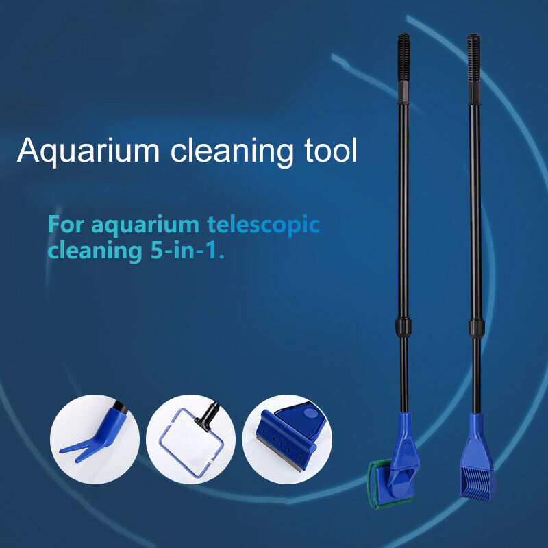 5 in 1 Aquarium Cleaning Kit Fish Tank Glass (Blue + Black) U1A3