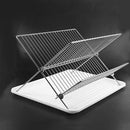 Deluxe Chrome-Plated Steel Foldable X Shape 2-Tier Shelf Small Dish Drainer