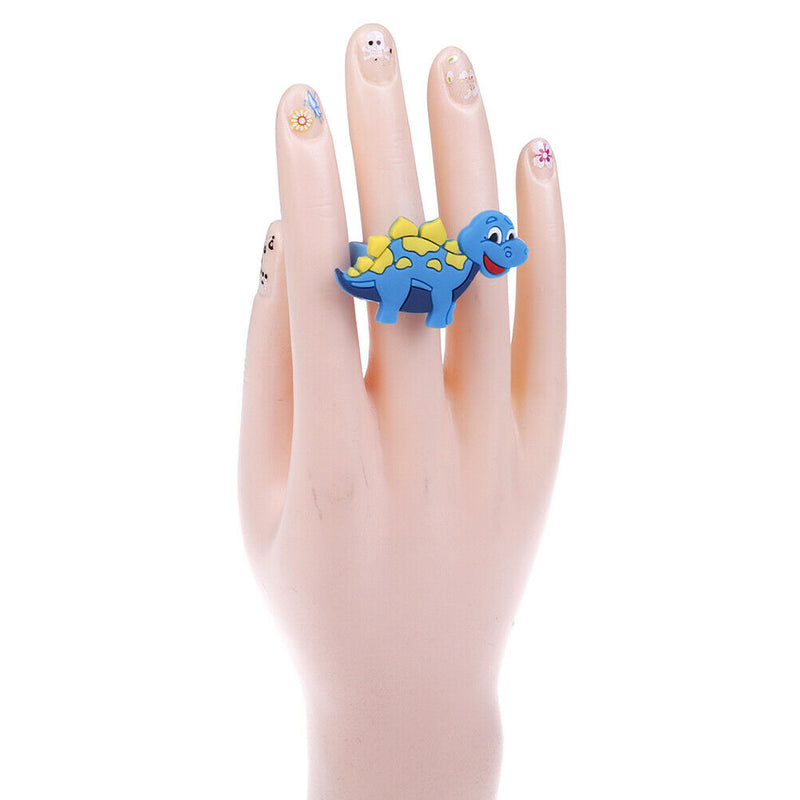 6Pcs Environmental dinosaur ring female PVC ring children's cartoon ringOZ
