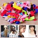 100PCS Candy Color Elastic Knotted Hairband Hair Ties No Crease Ponytail Holder