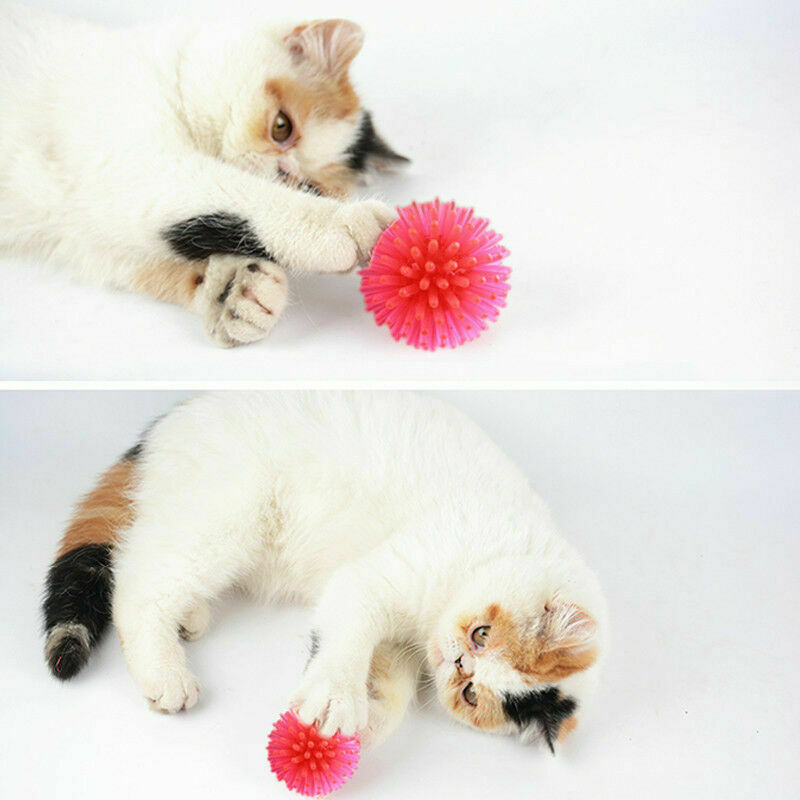 10x Colorful Balls Cat Toys Sm & Bulk Soft Plastic Ball Roll Quiet_Play D2R5
