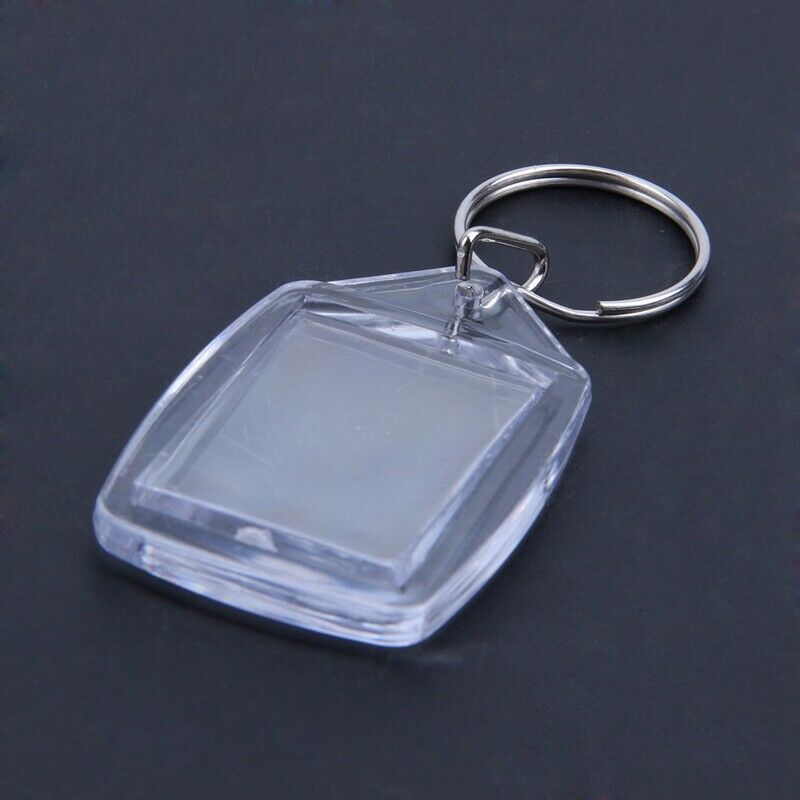 5x Clear Acrylic Blank Keyrings Insert Passport Photo Keychain Keyfob G2H8