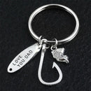 Love you Dad Charm Fish Hook Chain Ring Keychain Keyring Key Fob Metal Gift GPZ