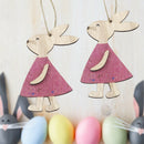 Wooden Easter Rabbit Hanging Ornament Cute Bunny Wood Crafts Home Decor A