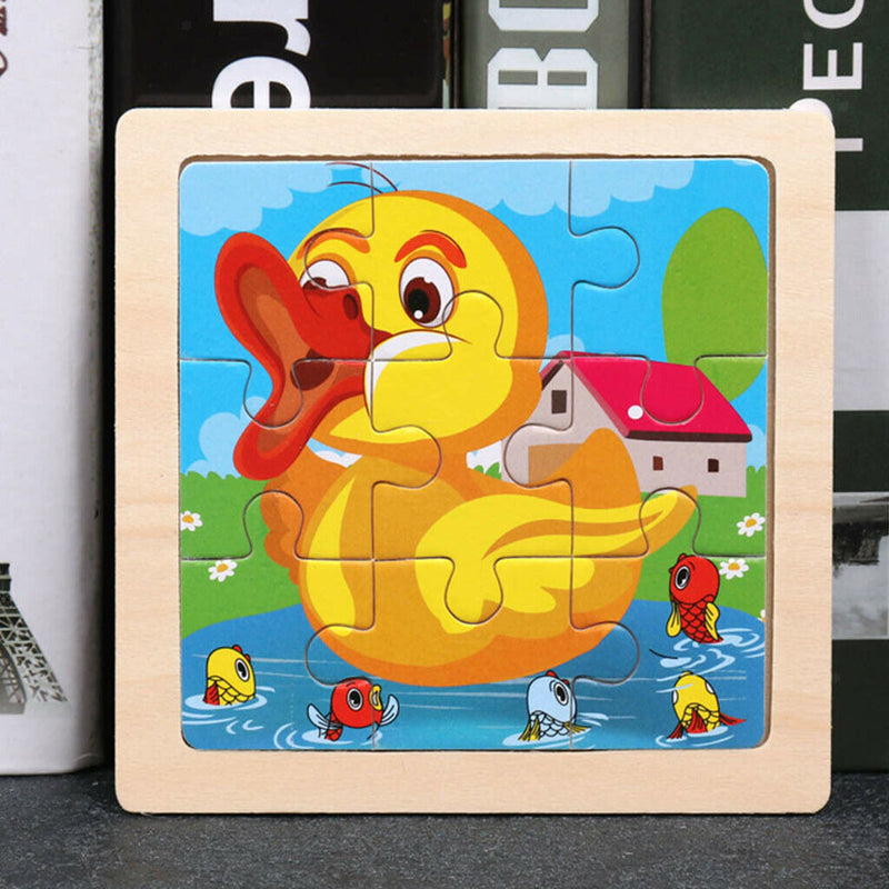 Wooden Animal Puzzle Baby Toldder Preschool Kids Early Education Toys