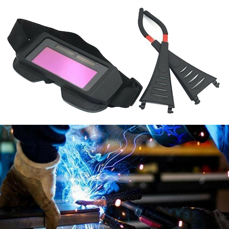 Auto Darkening Welder Goggle And Headband Helmet Anti-Glare Glasses Yellow Frame