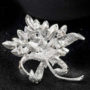 Brooch pin Woman's elegant flower shape and blue crystal rhinestone jewelry