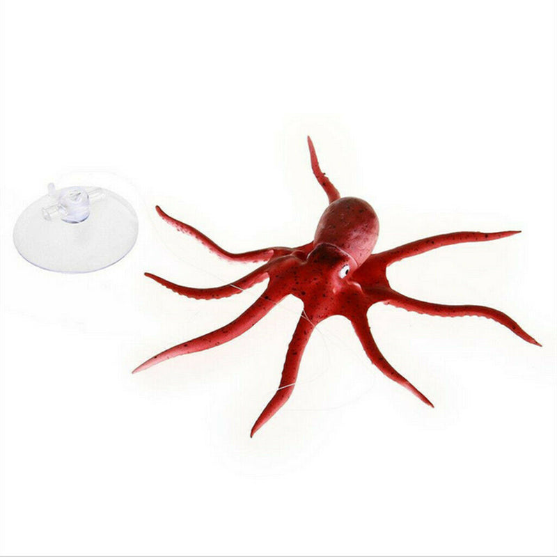 Artificial Silicone Glowing Effect Octopus Aquarium Fish Tank Decor Brown S