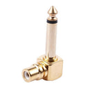 2-PACK RCA Female Jack to 1/4 inch Mono Male Plug Right Angle Audio