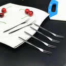 6pcs creative stainless steel fruit sign two tooth fork cake dessert fork JR