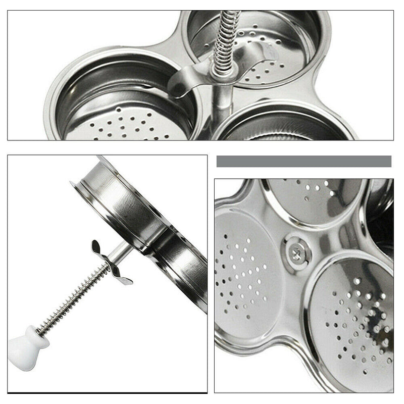 1 x Egg Poacher Egg Cooker Stainless Steel Egg Boiler Non-Stick Kitchen