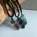Healing stone Reiki Quartz Pendant Necklace Natural Fluorite Wand Crystal