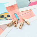 Push Pins With Wooden Clips 50Pcs Thumbtacks Pushpins Creative Paper Clips
