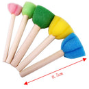 5Pcs/Set Children Diy Painting Sponge Brush Toys Wooden Handle Learning Tool  Dz