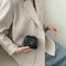 Pure Color Leather Mini Shoulder Bags Women Chain Messenger Bags (Black)