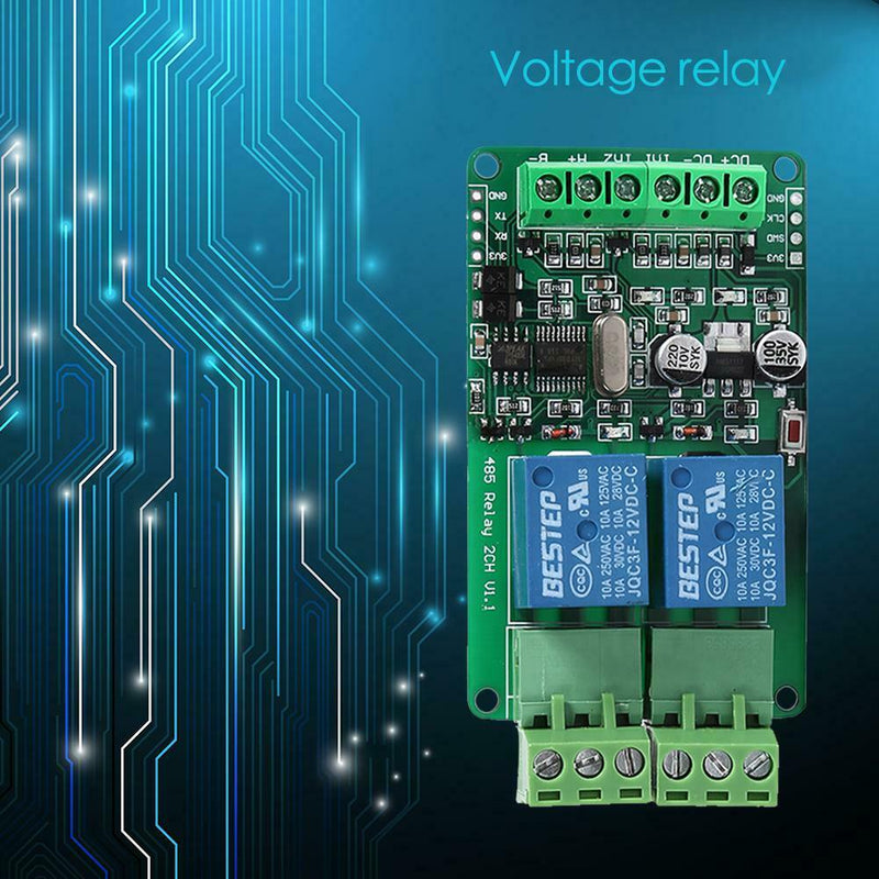 Modbus RTU 2 Way Relay Module Output 2 Channel Switch RS485 TTL 12V Input A