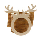 10x Handmade Wood Exquisite Deer Head Napkin Holder Rings Home Kitchen Hotel