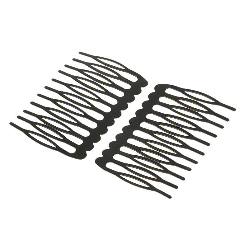 10pcs Black Plain Metal 10 Teeth Hair Combs Clips Hairpins for Dressing