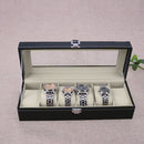 6 Slots Wrist Watch Display Case Box  Jewelry Storage Organizer With Cover