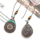 1 Pair Teardrop Hollow Floral Drop Dangle Earrings Boho Women Ethnic Fashio W0N9