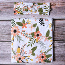 Newborn Receiving Blanket Headband Set Flower Print Baby Swaddle Receiving