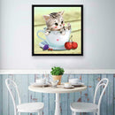 5D DIY Diamond Painting Cute Cup Cat Cross Stitch Embroidery Mosaic Kits