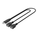 USB 2.0 A Male to 2 Dual USB Female Jack Y Splitter Hub Power Cable Cord