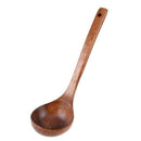 Kitchen Cooking Straight Handle Wooden Wood Soup Scoop Spoon Ladle Brown 11"  Q1
