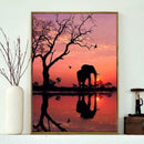 5D DIY Full Drill Diamond Painting Elephant Sunset Cross Stitch Embroidery