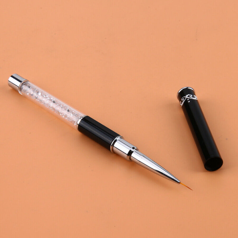 Nail Art Painting Brush Pen Rhinestone Crystal Acrylic Handle Carving Liner A