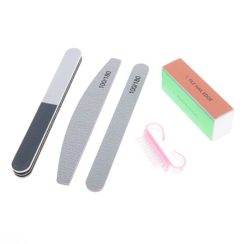 5pcs Nail Files Buffer Shiner Polisher Brush Kit for Nail Art Supplies, 100/180