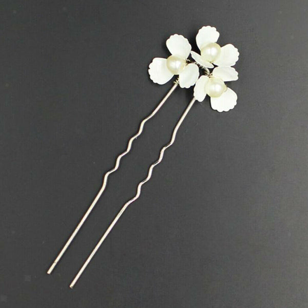 Bride Bridesmaid Wedding Party Hair Pin Womens Hair Stick Headwear White