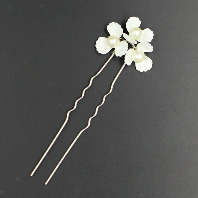 Bride Bridesmaid Wedding Party Hair Pin Womens Hair Stick Headwear White