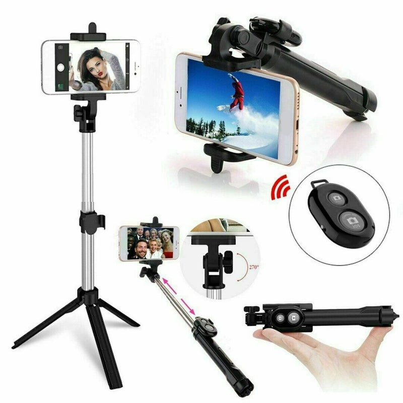 Wireless Selfie Stick 360 Shutter Remote Extendable With Tripod Phone Holder bs