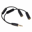 3.5mm Stereo Headphone Jack Audio Male To 2 Female Splitter Cable Volume Control