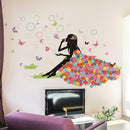 Self-adhesive Butterfly Girl Wall Stickers Removable Decals Bedroom Decor A