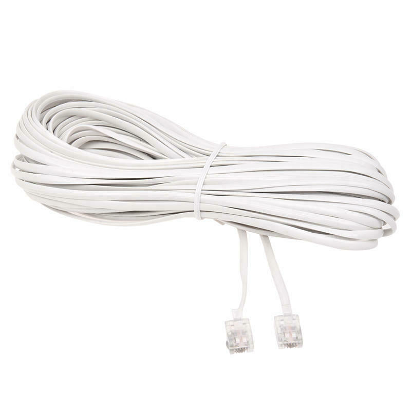White Male 6P2C RJ11 Plug Telephone Fax Modem Line Cable, 14M for Landline  A4W8