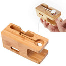 Cell Phone Charger Dock with Watch Bamboo Holder Desk Charging Stand