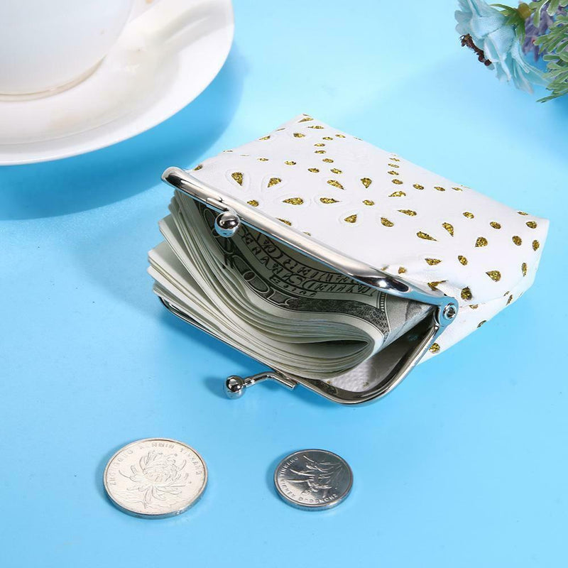 Women Kids Hollow Mini Coin Wallets PU Leather Clip Card Clutch Holder Case