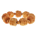Wood carved Buddha head hand string prayer beads bracelet gift