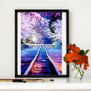 5D DIY Full Drill Diamond Painting Peach Blossom Railway Cross Stitch Kits