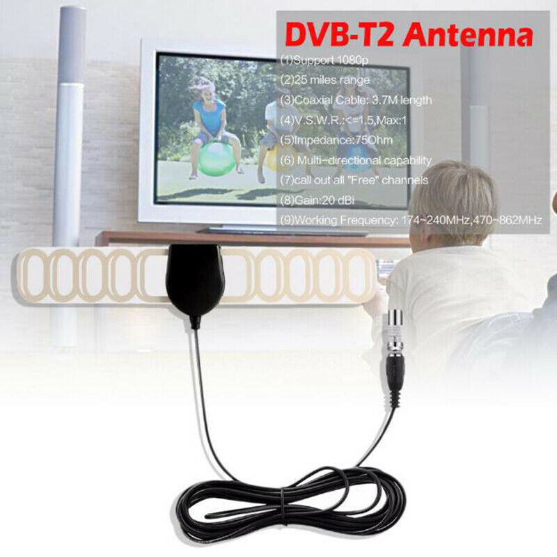 25miles Indoor TV VHF UHF FM 4K 1080P HDTV HD DVB-T2 ATSC HD Thin TV Anten-3C