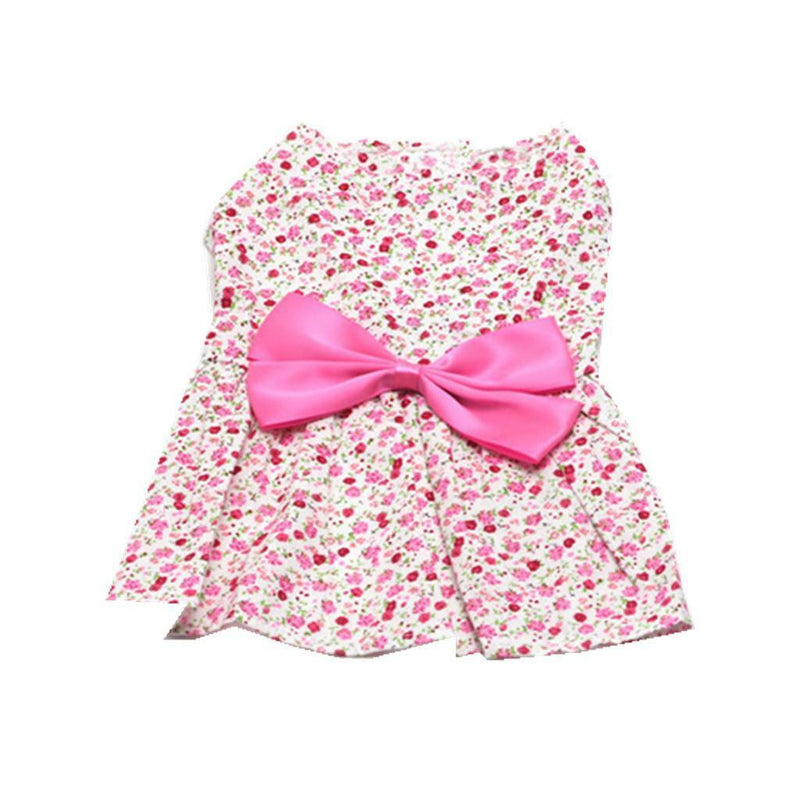 Pet Dog Cat Floral Dress Skirt Puppy Costume Apparel Clothes Party Pink S