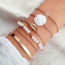 6pcs Retro Shell Flower Bracelet Slice Bangles Women Jewelry Gift (Style 5) A