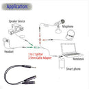 3.5mm Stereo Audio Male to 2 Female Headphone Mic Y Splitter Cable Adapter